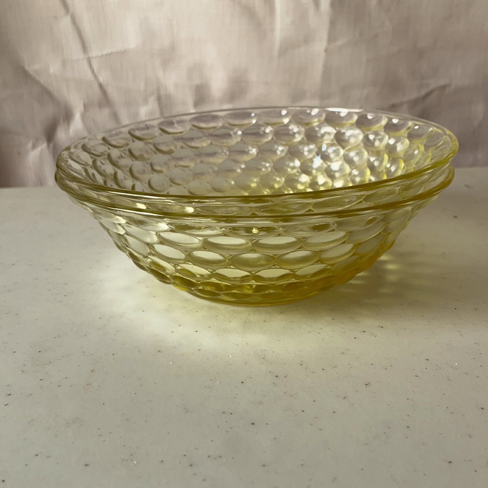 Yellow glass bowls bubble pattern Indonesia X2 Home Decor Candy Seasonal